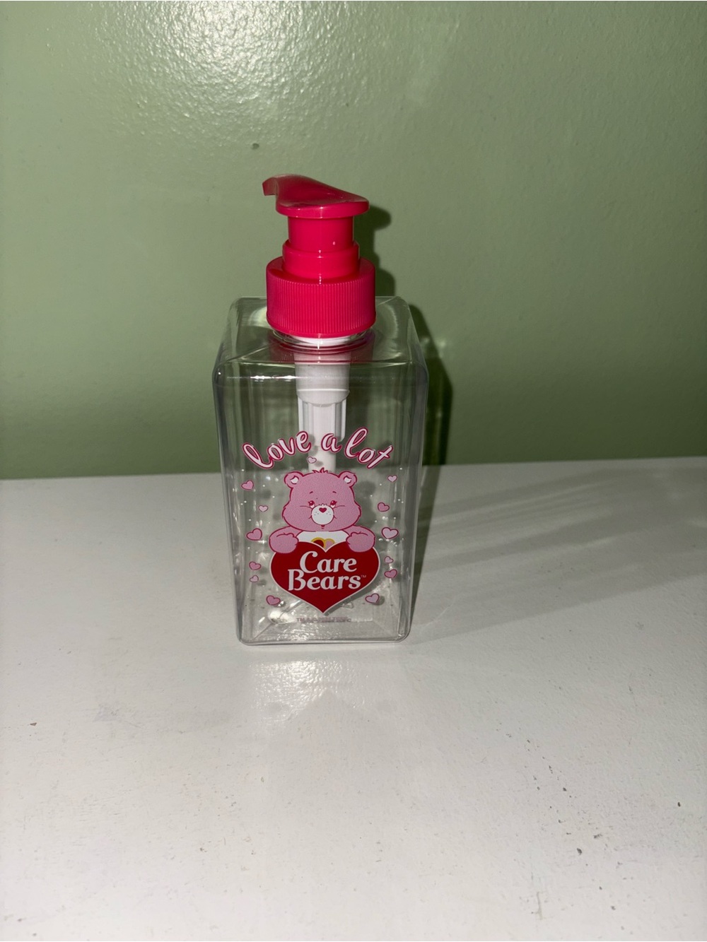 Care Bears Clear Pump Bottle with Pink Top and Pink Artwork